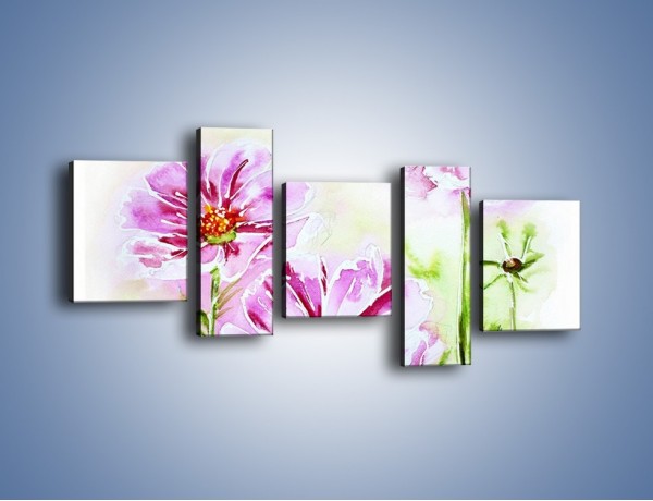 Obraz na płótnie – Małe kwiatki na trawce – pięcioczęściowy GR559W7