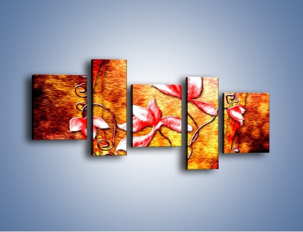 Obraz na płótnie – Kwiaty i ogień – pięcioczęściowy GR565W7