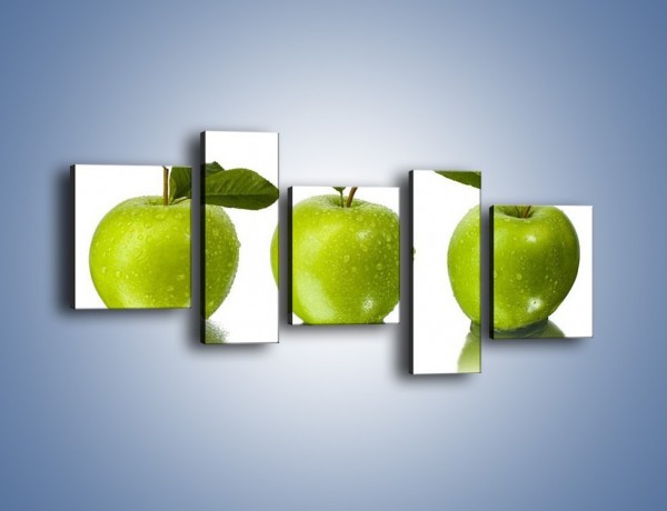 Obraz na płótnie – Świeżo umyte zielone jabłka – pięcioczęściowy JN047W7