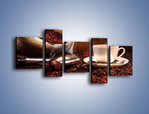 Obraz na płótnie – Poranna energia z kawą – pięcioczęściowy JN098W7