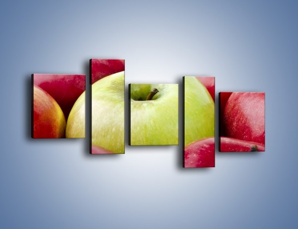 Obraz na płótnie – Zielone wśród czerwonych jabłek – pięcioczęściowy JN155W7