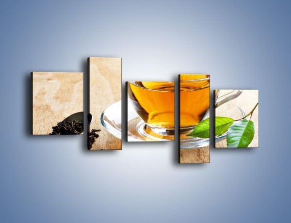 Obraz na płótnie – Listek mięty dla orzeźwienia herbaty – pięcioczęściowy JN290W7