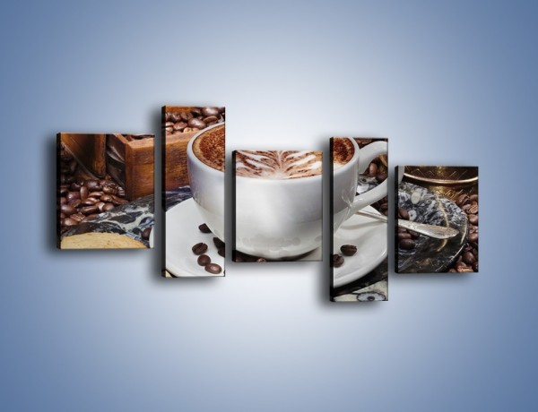 Obraz na płótnie – Taca z kawą – pięcioczęściowy JN338W7
