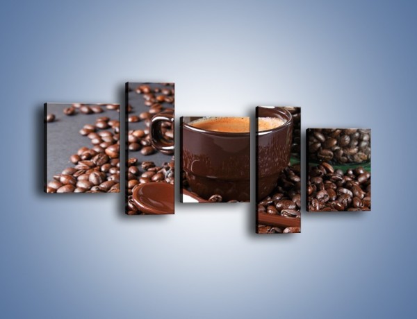 Obraz na płótnie – Kawa w ciemnej filiżance – pięcioczęściowy JN348W7