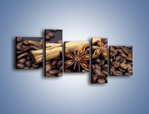 Obraz na płótnie – Ziarna kawy z goździkami – pięcioczęściowy JN351W7