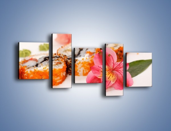 Obraz na płótnie – Sushi z kwiatem – pięcioczęściowy JN354W7