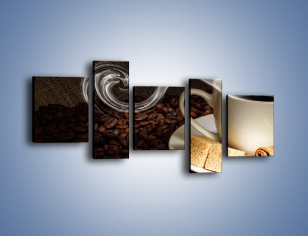 Obraz na płótnie – Kawa z kostkami cukru – pięcioczęściowy JN364W7