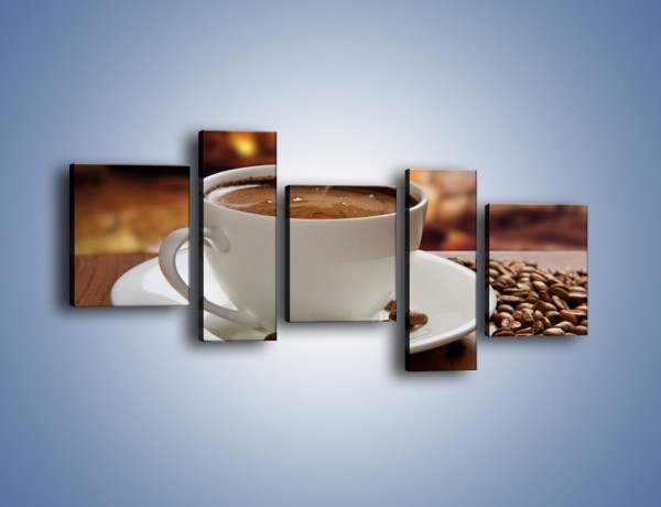 Obraz na płótnie – Kawa przy kominku – pięcioczęściowy JN385W7