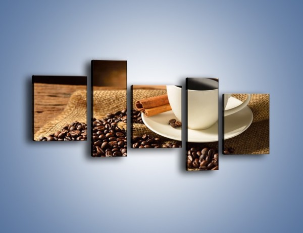 Obraz na płótnie – Kawa w białej filiżance – pięcioczęściowy JN406W7