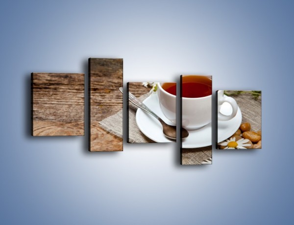 Obraz na płótnie – Herbata wśród stokrotek – pięcioczęściowy JN413W7