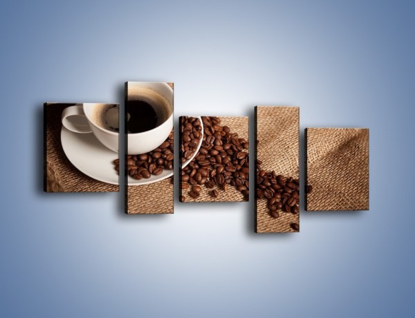 Obraz na płótnie – Kawa na białym spodku – pięcioczęściowy JN430W7