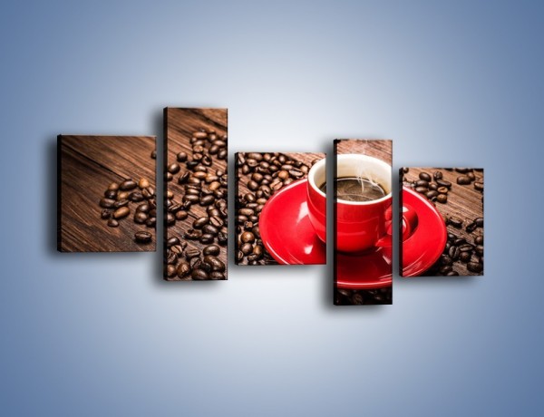 Obraz na płótnie – Kawa w czerwonej filiżance – pięcioczęściowy JN441W7