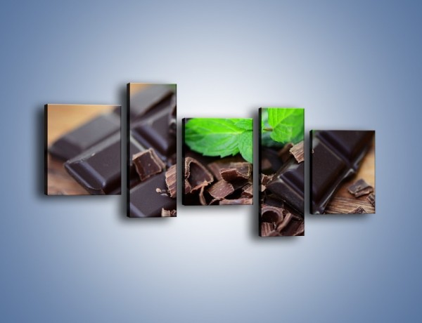 Obraz na płótnie – Połamana czekolada z miętą – pięcioczęściowy JN442W7