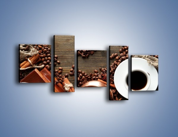 Obraz na płótnie – Serce biel i kawa – pięcioczęściowy JN447W7