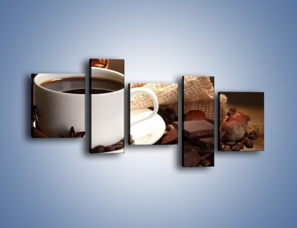 Obraz na płótnie – Kawa z dodatkiem czekolady – pięcioczęściowy JN453W7