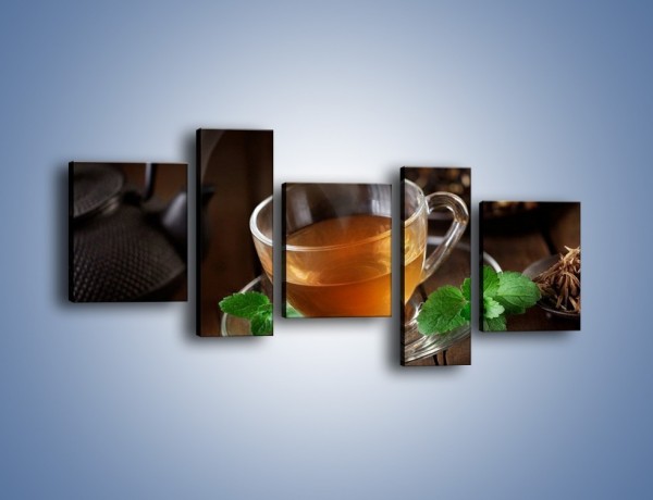 Obraz na płótnie – Mała filiżanka gorącej herbaty – pięcioczęściowy JN493W7