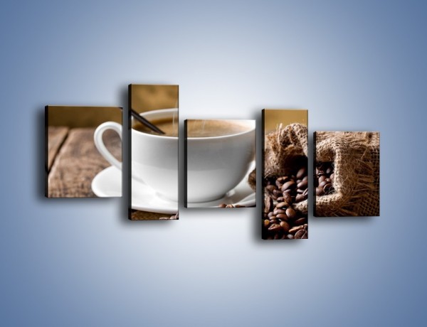 Obraz na płótnie – Filiżanka kawy z małą łyżeczką – pięcioczęściowy JN598W7