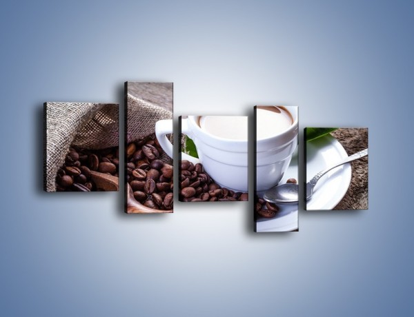 Obraz na płótnie – Dobrze odmierzona porcja kawy – pięcioczęściowy JN613W7