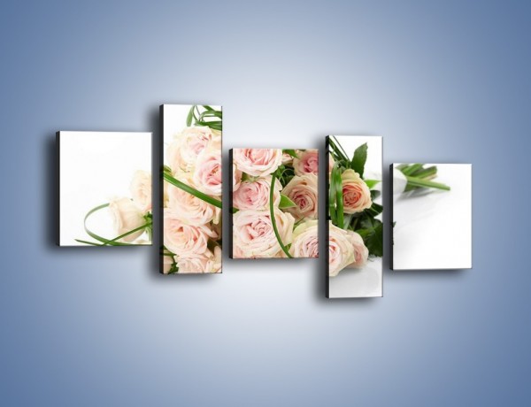 Obraz na płótnie – Wiązanka delikatnie różowych róż – pięcioczęściowy K012W7