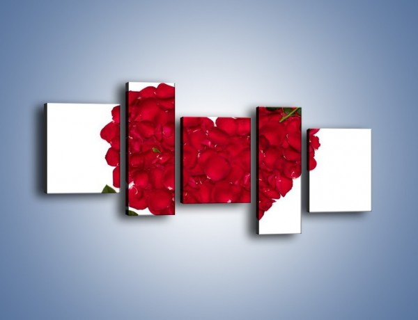 Obraz na płótnie – Różane serce dla ukochanej – pięcioczęściowy K042W7