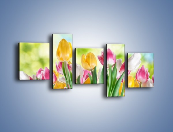 Obraz na płótnie – Tulipany pełne radości – pięcioczęściowy K278W7