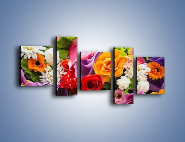 Obraz na płótnie – Kwiaty w kolorze tęczy – pięcioczęściowy K462W7