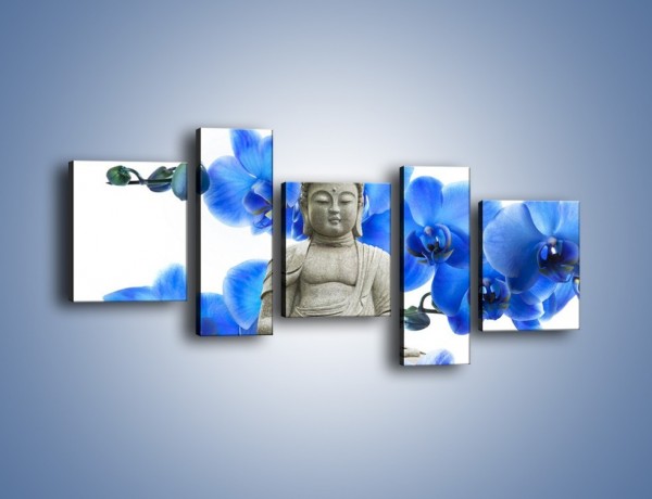 Obraz na płótnie – Niebieskie storczyki lubią buddę – pięcioczęściowy K600W7