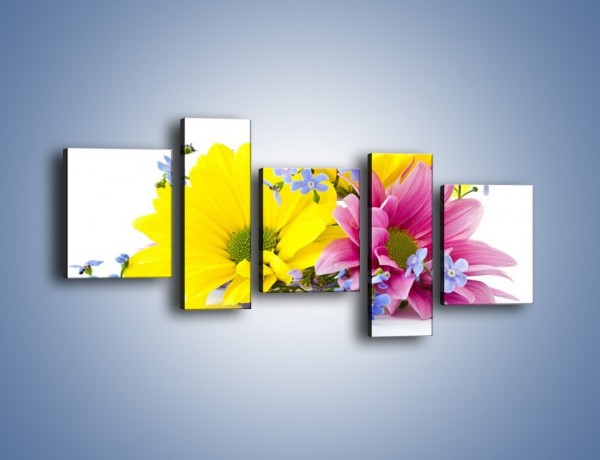 Obraz na płótnie – Niezapominajki wśród kwiatów – pięcioczęściowy K604W7