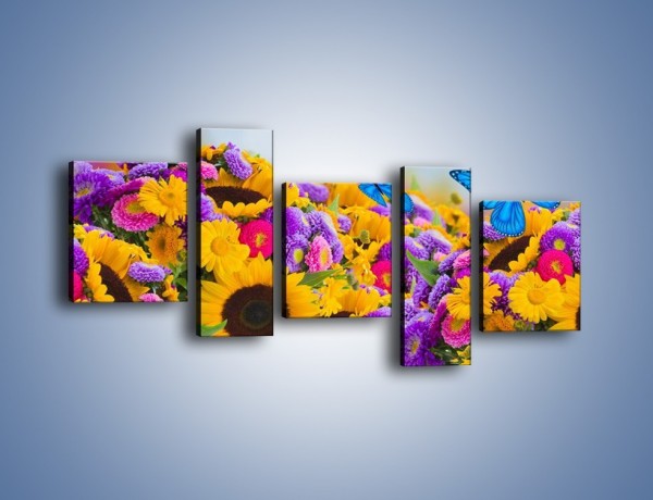 Obraz na płótnie – Bajka o kwiatach i motylach – pięcioczęściowy K794W7