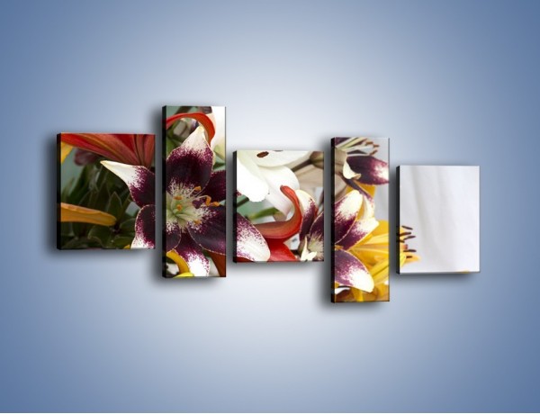 Obraz na płótnie – Wiązanka z samych lilii – pięcioczęściowy K945W7