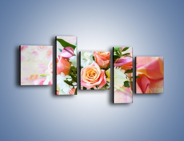 Obraz na płótnie – Kieliszek z kwiatuszkami – pięcioczęściowy K948W7
