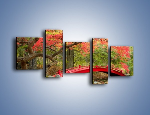 Obraz na płótnie – Czerwony most czy czerwone drzewo – pięcioczęściowy KN1122AW7