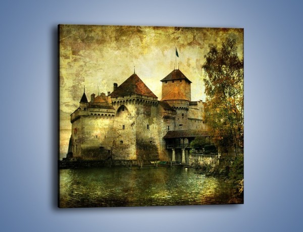 Obraz na płótnie – Średniowieczny zamek w stylu vintage – jednoczęściowy kwadratowy AM233