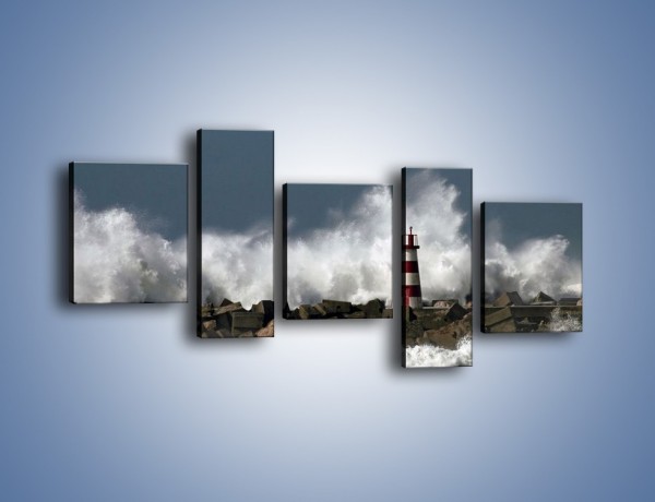Obraz na płótnie – Latarnia morska w sztormie – pięcioczęściowy KN626W7