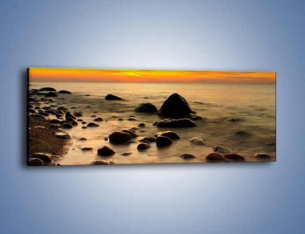 Obraz na płótnie – Kamienie w wodnej mgle – jednoczęściowy panoramiczny KN584