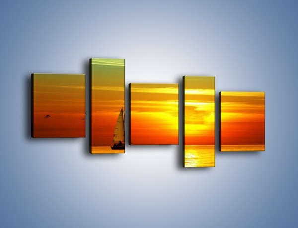 Obraz na płótnie – Rejs przy zachodzie słońca – pięcioczęściowy KN723W7
