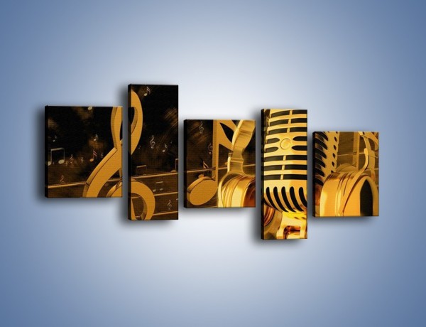 Obraz na płótnie – Złota gama muzyczna – pięcioczęściowy O004W7