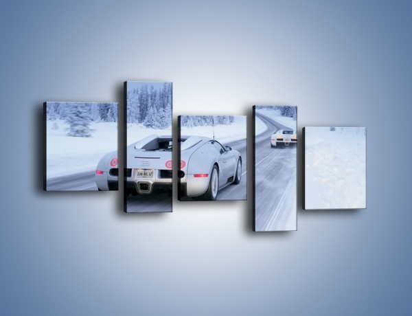 Obraz na płótnie – Bugatti Veyron w śniegu – pięcioczęściowy TM134W7