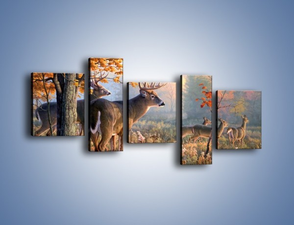 Obraz na płótnie – Randka jeleni z sarnami – pięcioczęściowy Z343W7