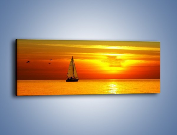 Obraz na płótnie – Rejs przy zachodzie słońca – jednoczęściowy panoramiczny KN723