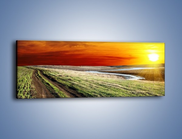 Obraz na płótnie – Droga polna w mroźny dzień – jednoczęściowy panoramiczny KN726