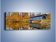 Obraz na płótnie – Staw w środku lasu – jednoczęściowy panoramiczny KN743