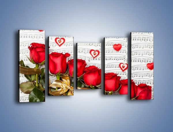 Obraz na płótnie – Miłosne melodie wśród róż – pięcioczęściowy K717W2
