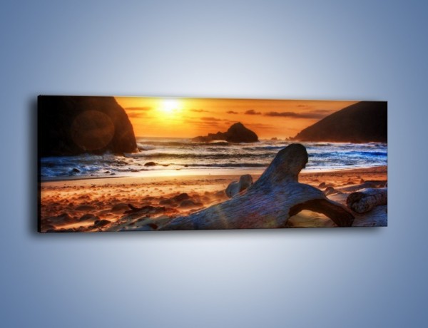 Obraz na płótnie – Urok plaży o zachodzie słońca – jednoczęściowy panoramiczny KN757
