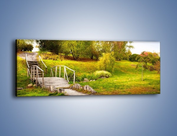 Obraz na płótnie – Drewnianymi schodkami w górę – jednoczęściowy panoramiczny KN781