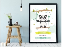 Plakat lub Obraz - Metryczka z misiem panda