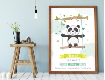 Plakat lub Obraz - Metryczka z misiem panda