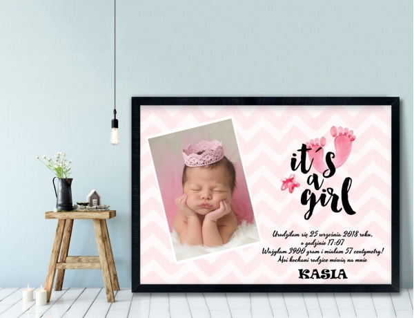 Plakat lub Obraz - Metryczka it's a girl