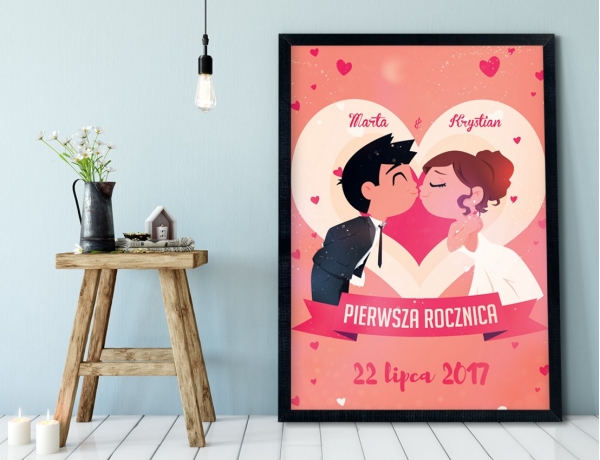 Plakat lub Obraz - Zakochana para na rocznicę ślubu