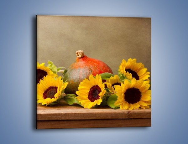 Obraz na płótnie – Słoneczniki w jesiennym klimacie – jednoczęściowy kwadratowy K418